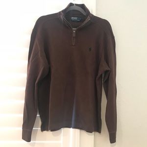 Polo Ralph Lauren Men’s Half Zip Sweater in Brown